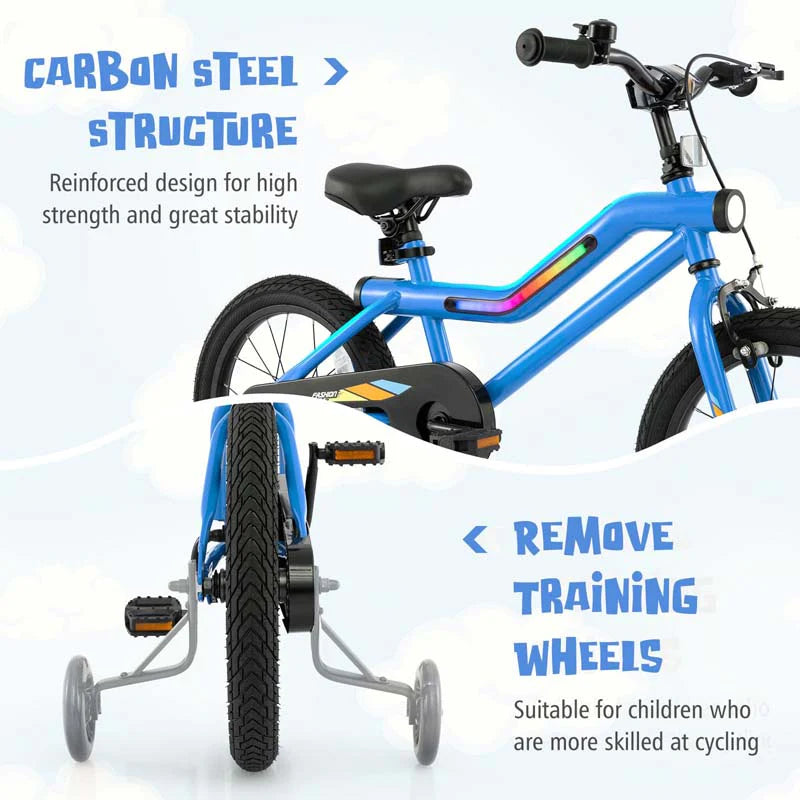 16/18 Inch LED Lighted Kids Bike with Training Wheels, Headlight, Adjustable Seat & Dual Brakes - Product image 50