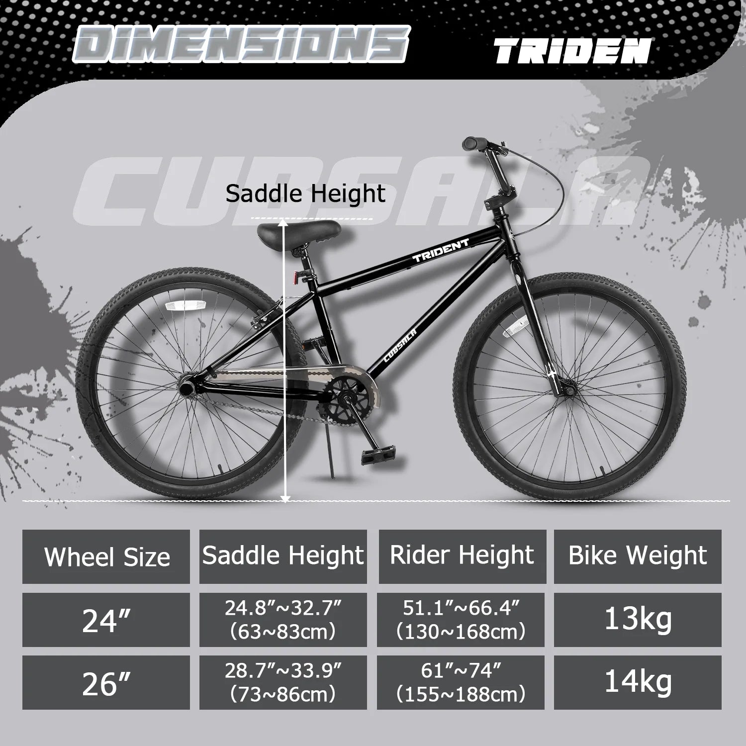 Cubsala 24 in BMX Race Bike Trident Bicycles Beginner - Level to Advanced Riders with 2 Pegs Trick Cycling - Product image 4