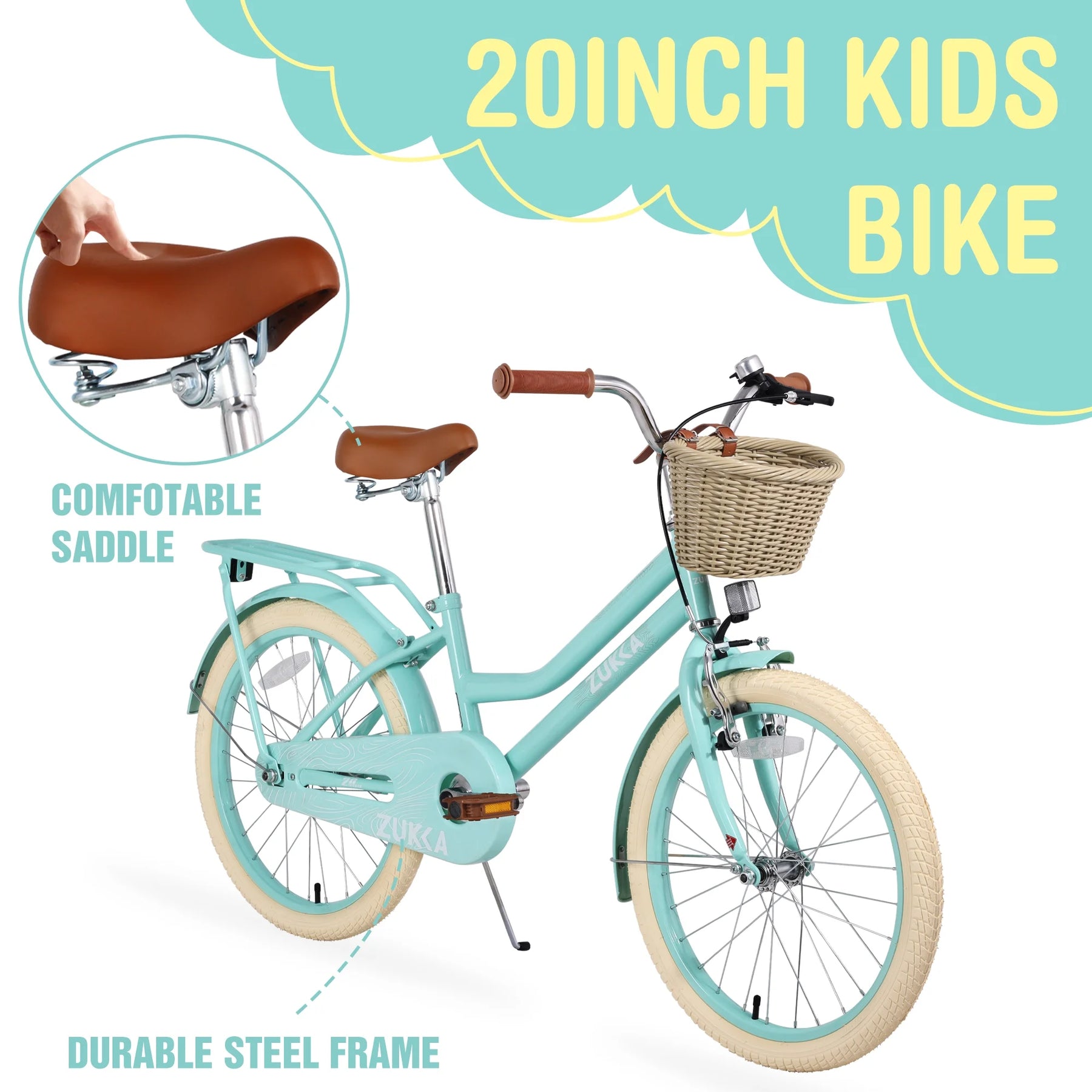 Aezusy 20 in Kids Bike with Basket for 7 - 10 Years Old Girls, Purple - Product image 9
