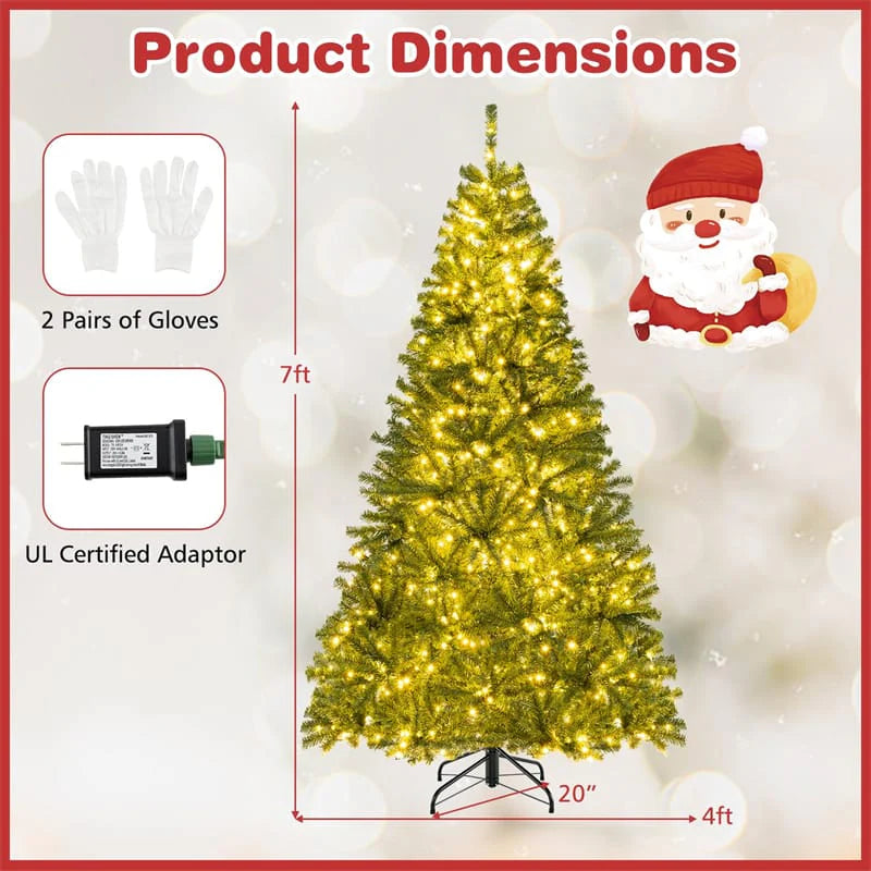 6/7/8FT Pre-Lit Artificial Christmas Tree, Hinged Xmas Tree with Remote, Warm White LED Lights, Timer - Product image 14