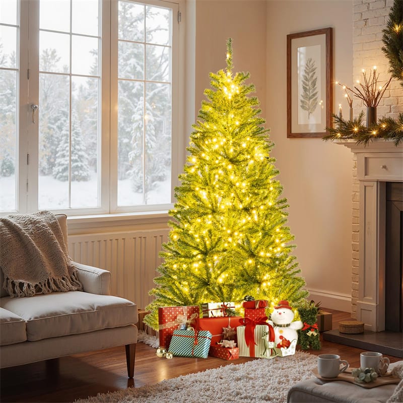 6/7/8FT Pre-Lit Artificial Christmas Tree, Hinged Xmas Tree with Remote, Warm White LED Lights, Timer - Product image 2