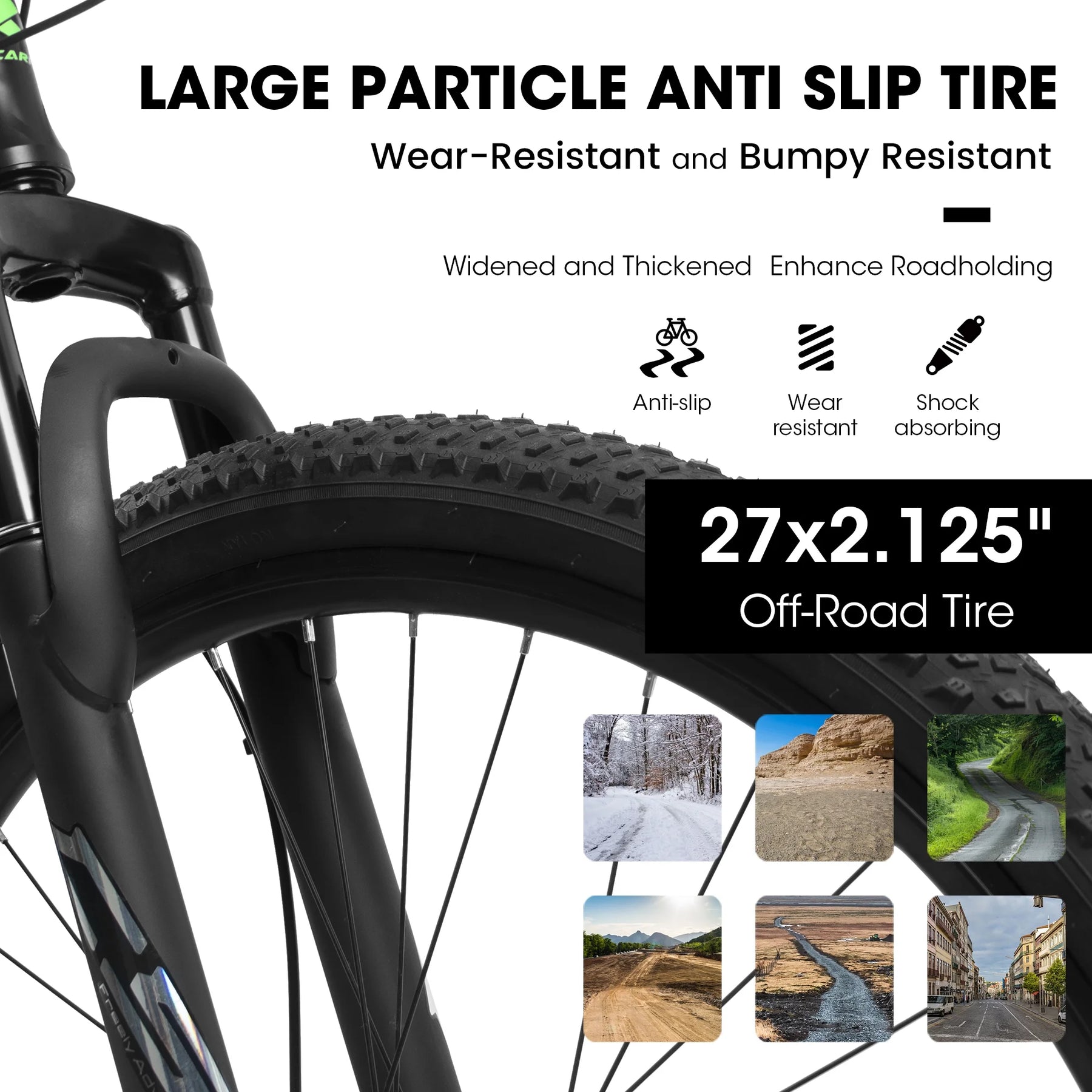 27" Mountain Bike, 21 - Speed Dual Disc Brakes with Aluminum Frame - Black - Product image 5