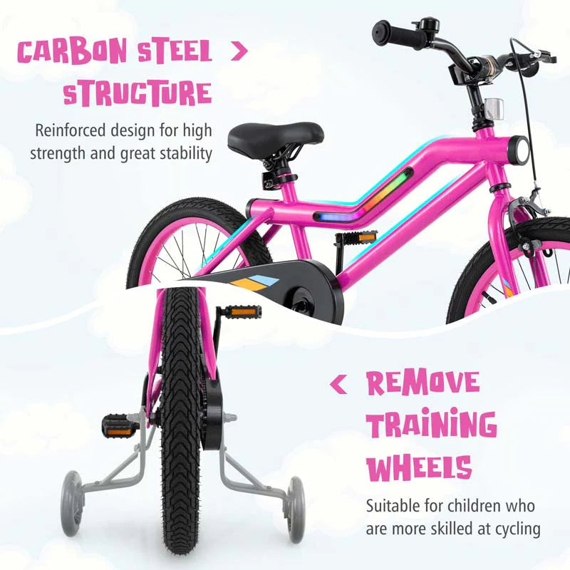 16/18 Inch LED Lighted Kids Bike with Training Wheels, Headlight, Adjustable Seat & Dual Brakes - Product image 23