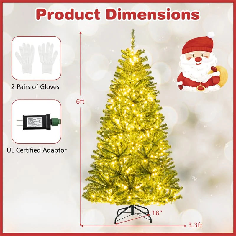 6/7/8FT Pre-Lit Artificial Christmas Tree, Hinged Xmas Tree with Remote, Warm White LED Lights, Timer - Product image 8