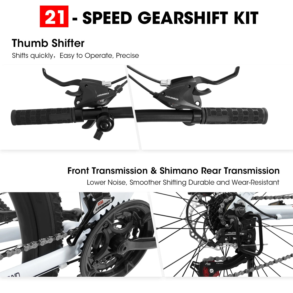 27" Mountain Bike, 21 - Speed Dual Disc Brakes with Aluminum Frame - Black - Product image 11