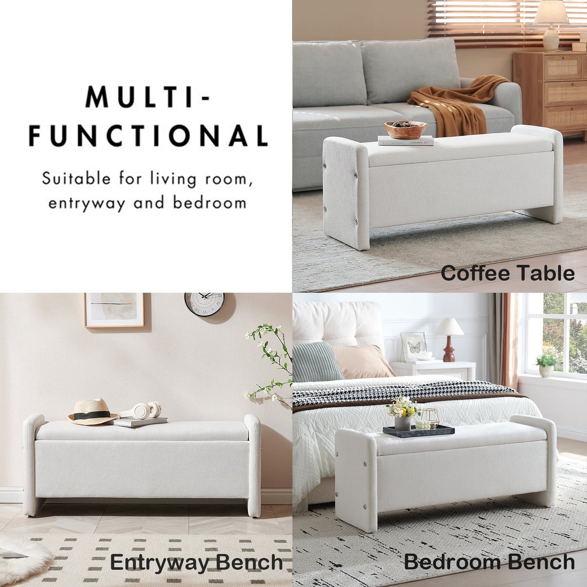 Pinmoco 44" Storage Ottoman Bench, Upholstered Entryway Bench with Storage End of Bed Bench for Bedroom& - Product image 17
