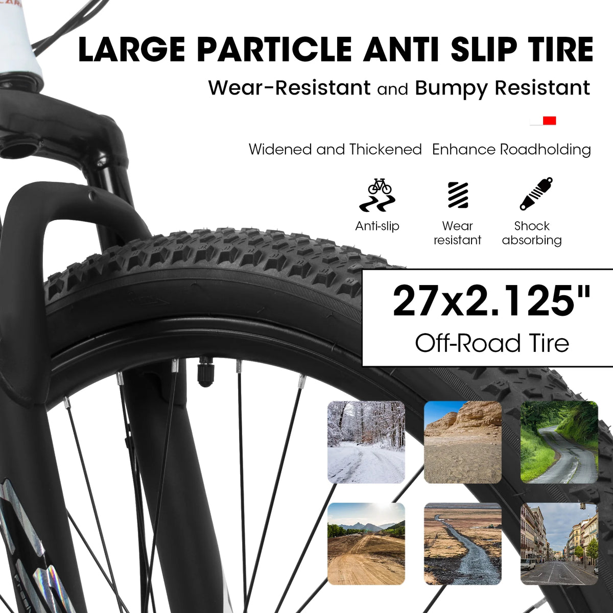 27" Mountain Bike, 21 - Speed Dual Disc Brakes with Aluminum Frame - Black - Product image 12