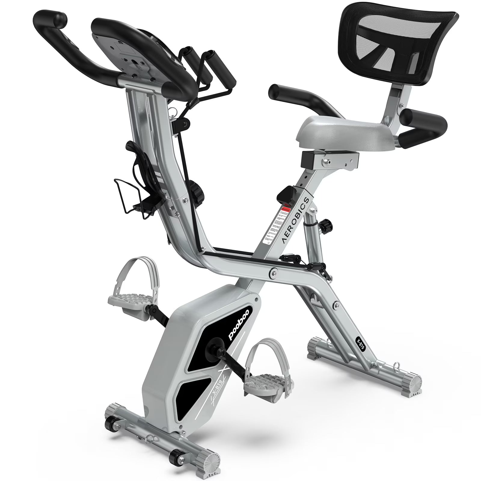 Pooboo 4in1 Folding Exercise Bike Indoor Cycling Bike Stationary Magnetic X Bike Gym Workout 300 lb Easy to - Product image 3