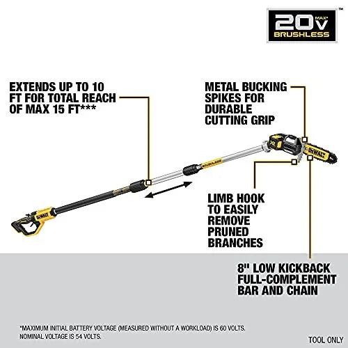 DEWALT 20V MAX XR Brushless Cordless Pole Saw Tool Only - Battery & Charger Not Included DCPS620B - Product image 6