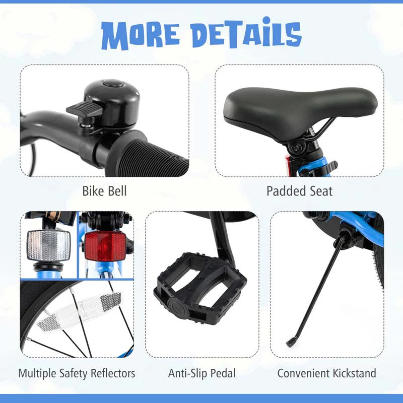 16/18 Inch LED Lighted Kids Bike with Training Wheels, Headlight, Adjustable Seat & Dual Brakes - Product image 43
