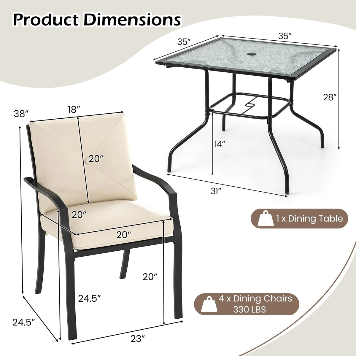 Tangkula Metal Outdoor Dining Chair Set of 2/4 Stackable Patio Chairs w/Armrests - Product image 3
