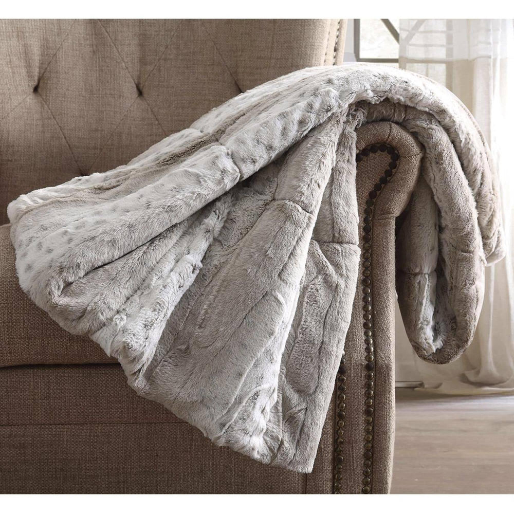 Snow Leopard Fur Filled Throw by Christian Siriano Neutral