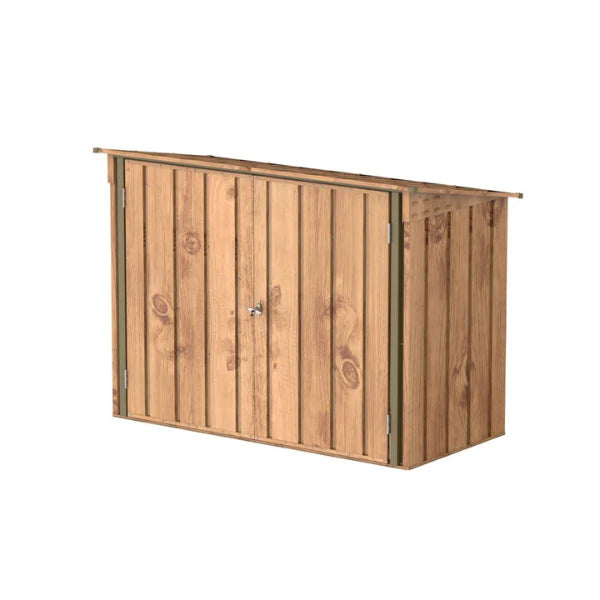 Metal bike shelter 1.74m imitation wood with anchoring kit -