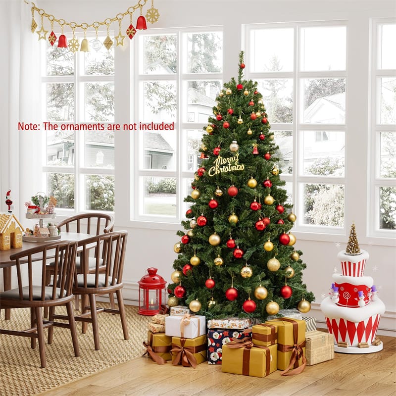 6/7/8FT Pre-Lit Artificial Christmas Tree, Hinged Xmas Tree with Remote, Warm White LED Lights, Timer - Product image 4