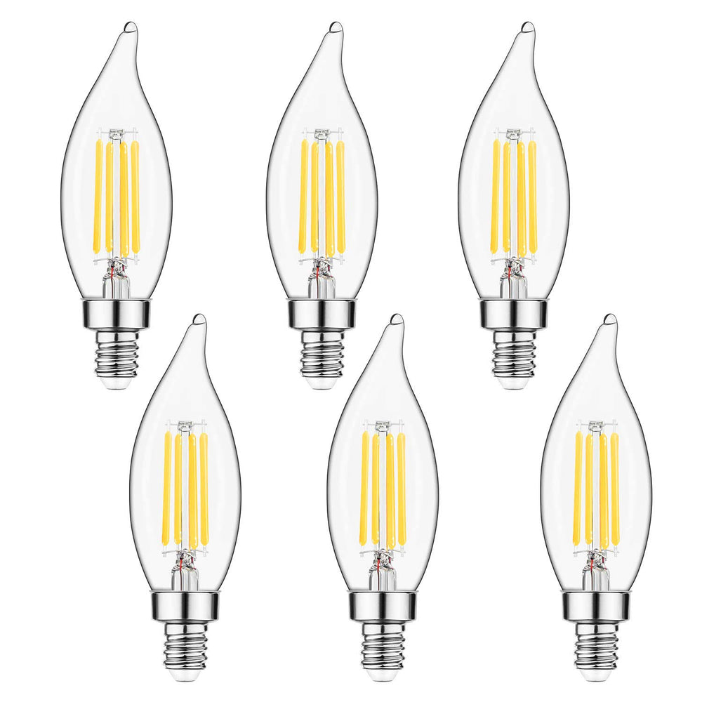Sigalux Kawer E12 Candelabra LED Bulbs Dimmable 60W Equivalent LED Chandelier Light Bulbs 4.5W Soft White 2700K 500lm B10 Flame Tip Vintage