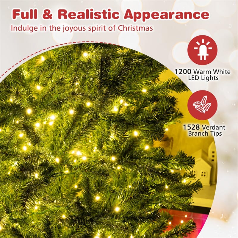 6/7/8FT Pre-Lit Artificial Christmas Tree, Hinged Xmas Tree with Remote, Warm White LED Lights, Timer - Product image 27