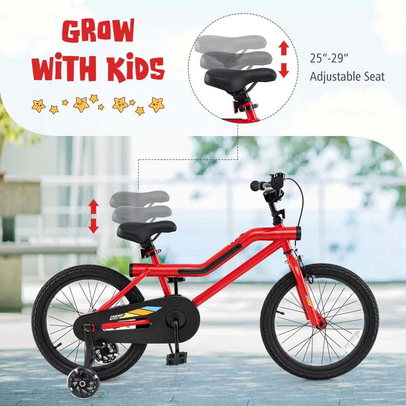 16/18 Inch LED Lighted Kids Bike with Training Wheels, Headlight, Adjustable Seat & Dual Brakes - Product image 3