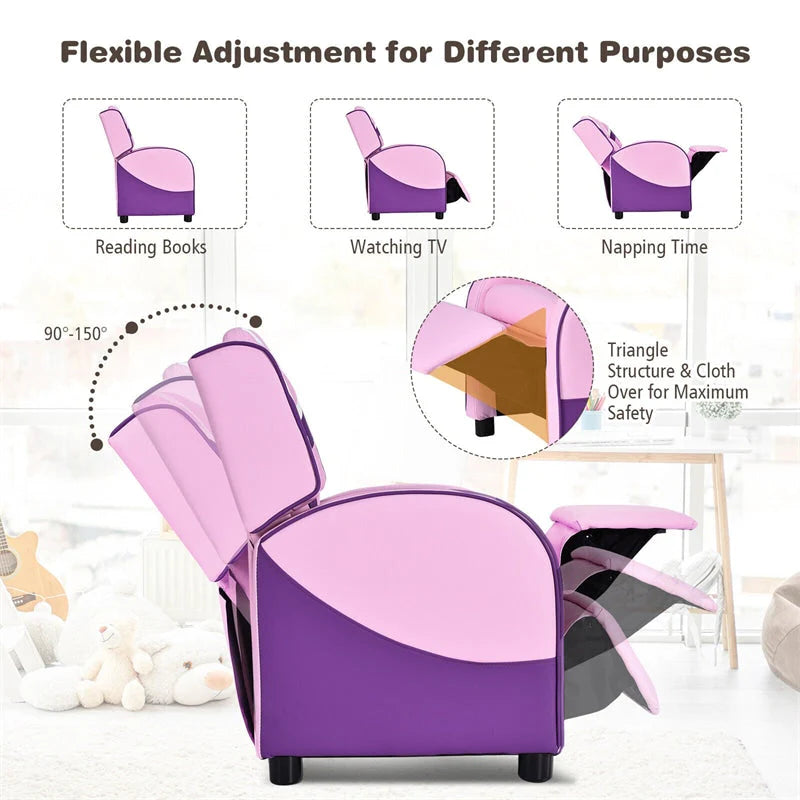 Kids Recliner Chair, Adjustable PU Leather Gaming Sofa with Footrest, Lumbar Support & Side Pockets - Product image 8