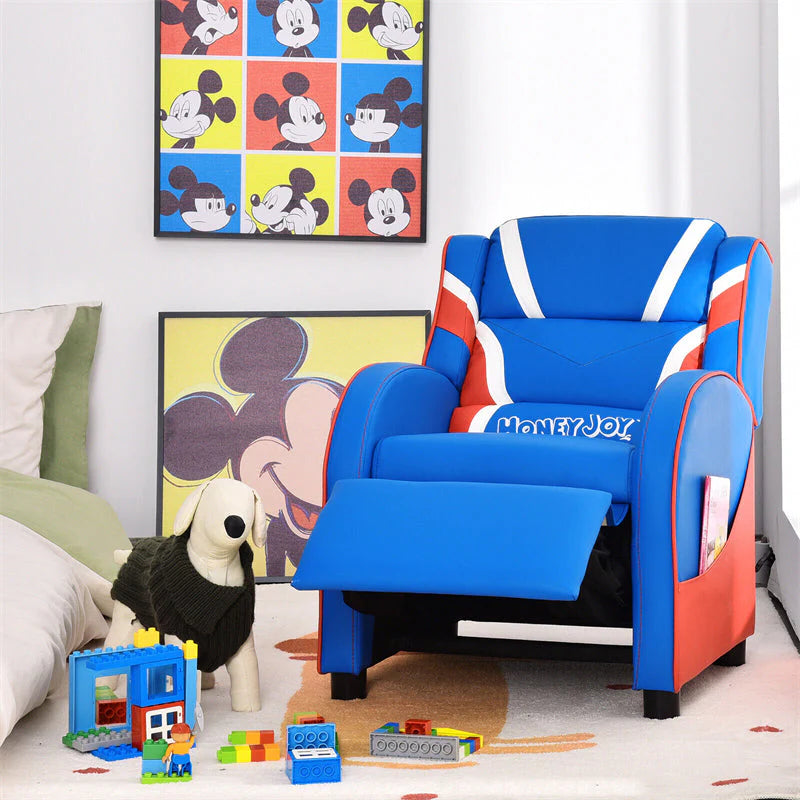 Kids Recliner Chair, Adjustable PU Leather Gaming Sofa with Footrest, Lumbar Support & Side Pockets - Product image 18