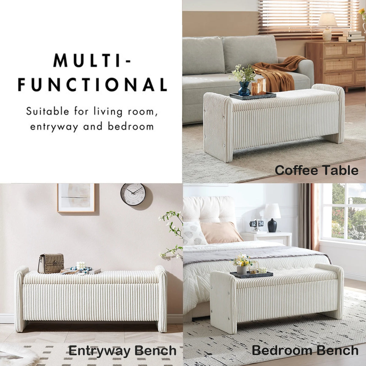 Pinmoco 44" Storage Ottoman Bench, Upholstered Entryway Bench with Storage End of Bed Bench for Bedroom& - Product image 11