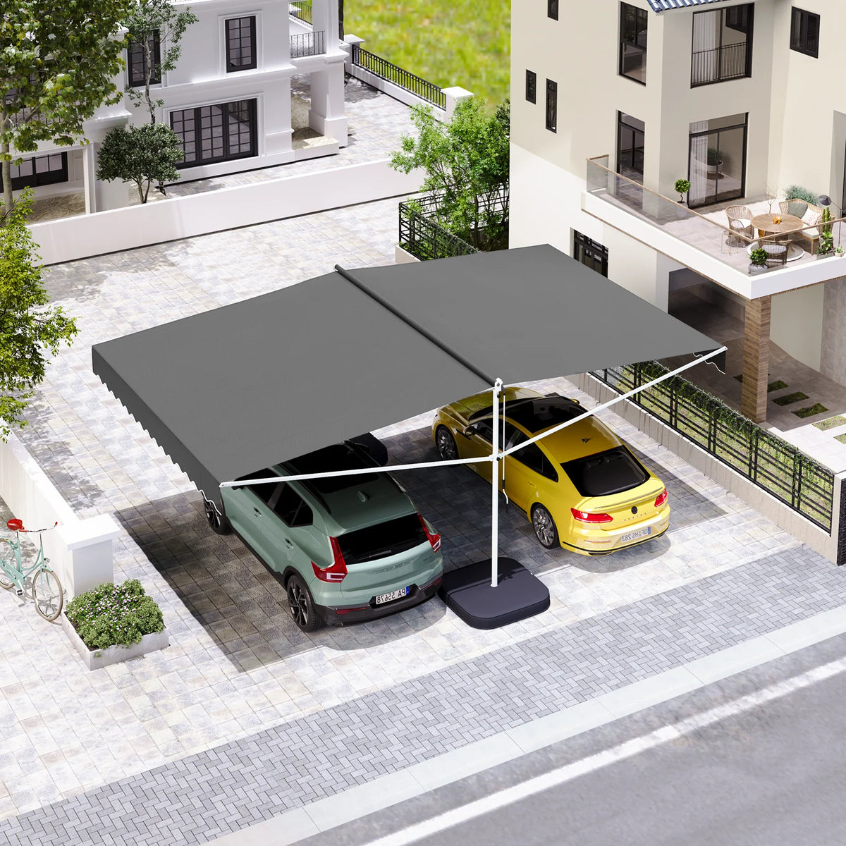 AECOJOY Free Standing Retractable Awning, 13'x10' Dual Side Patio Awnings Outdoor Manual Sun Shade Shelter - Product image 6