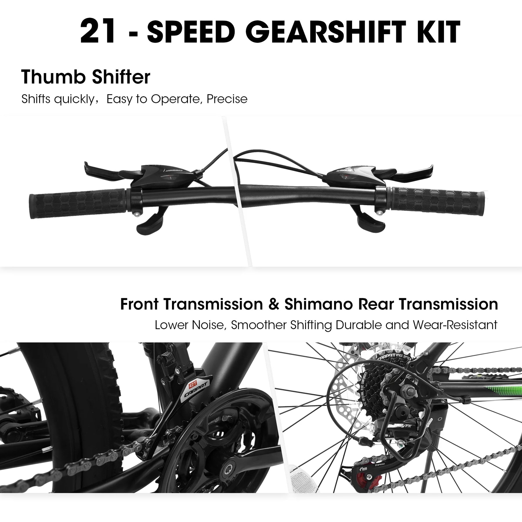 27" Mountain Bike, 21 - Speed Dual Disc Brakes with Aluminum Frame - Black - Product image 7