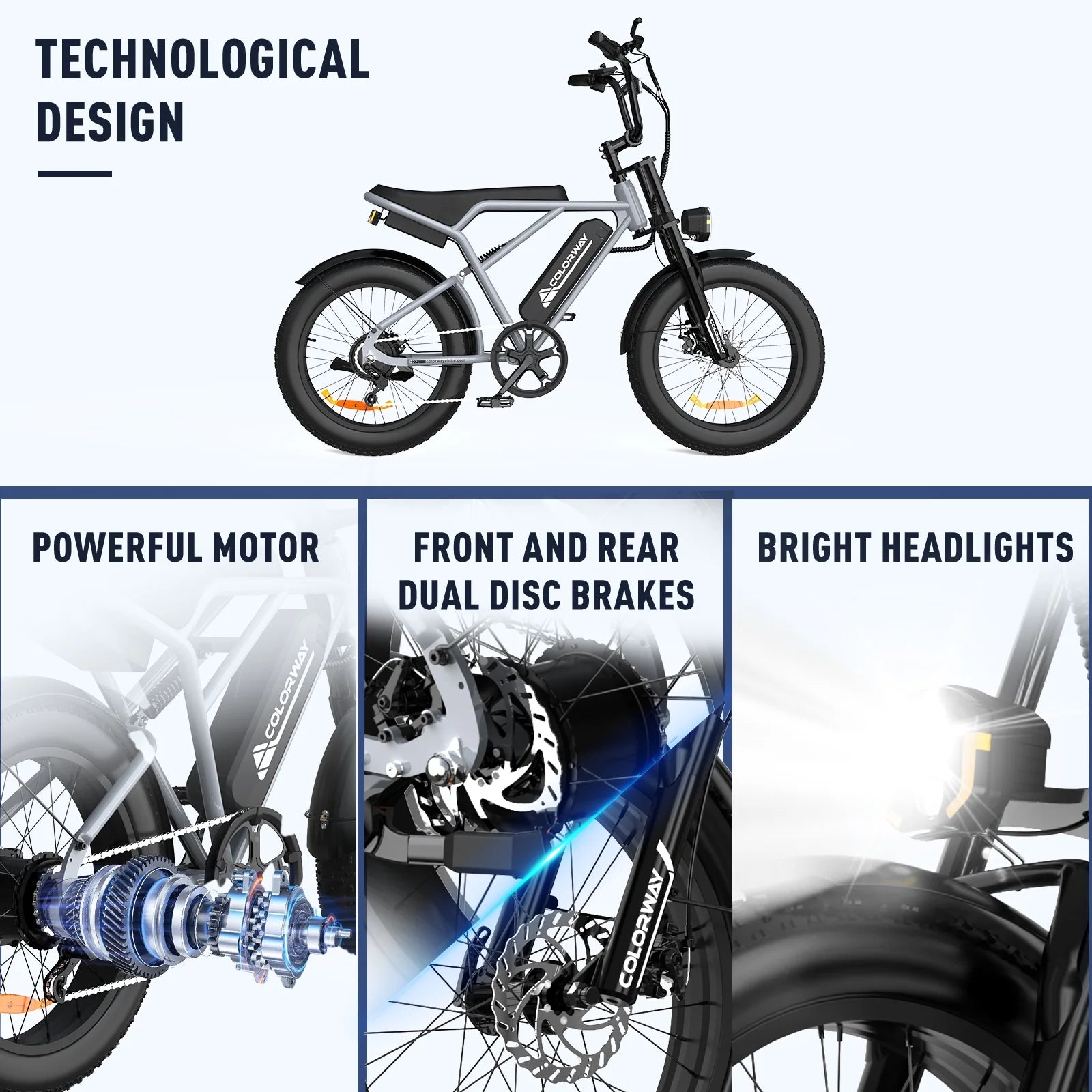 COLORWAY 750W 20"x4.0 Fat Tire Electric Bike, 48V 15ah Battery, Off - Road E - Bike for Adults - Product image 15