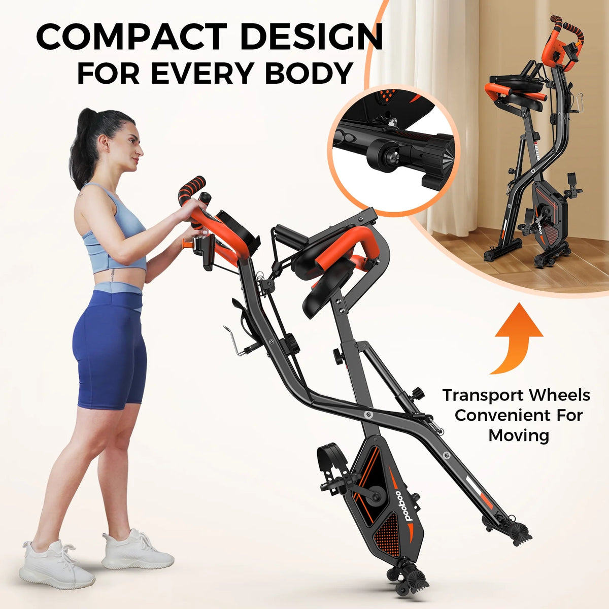 Pooboo 4in1 Folding Exercise Bike Indoor Cycling Bike Stationary Magnetic X Bike Gym Workout 300 lb Easy - Product image 28