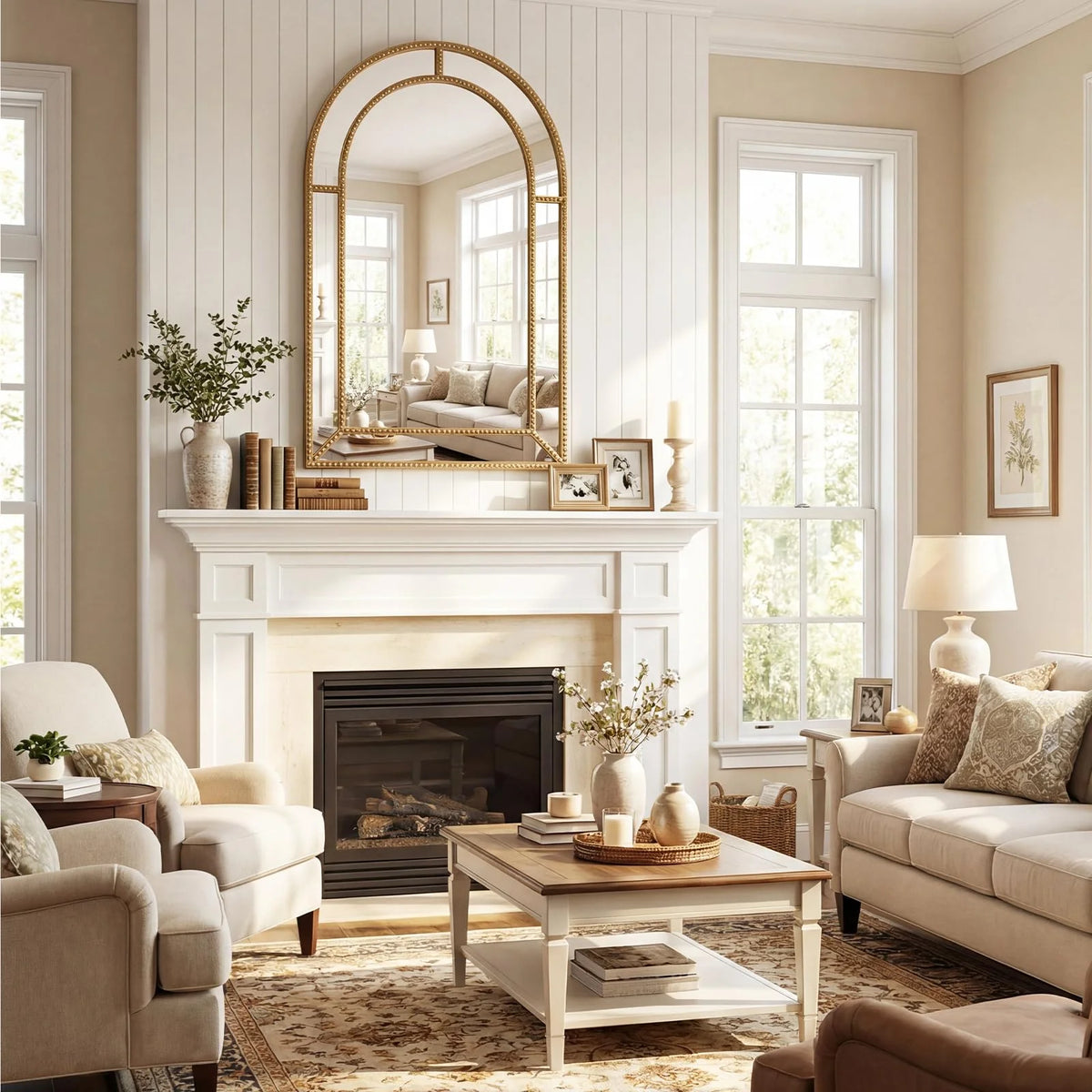 Tangkula 35" x 23" Gold Arched Wall Mirror (Arched)