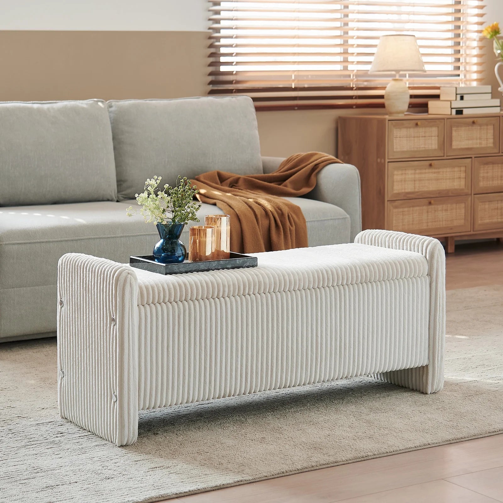 Pinmoco 44" Storage Ottoman Bench, Upholstered Entryway Bench with Storage End of Bed Bench for Bedroom& - Product image 14