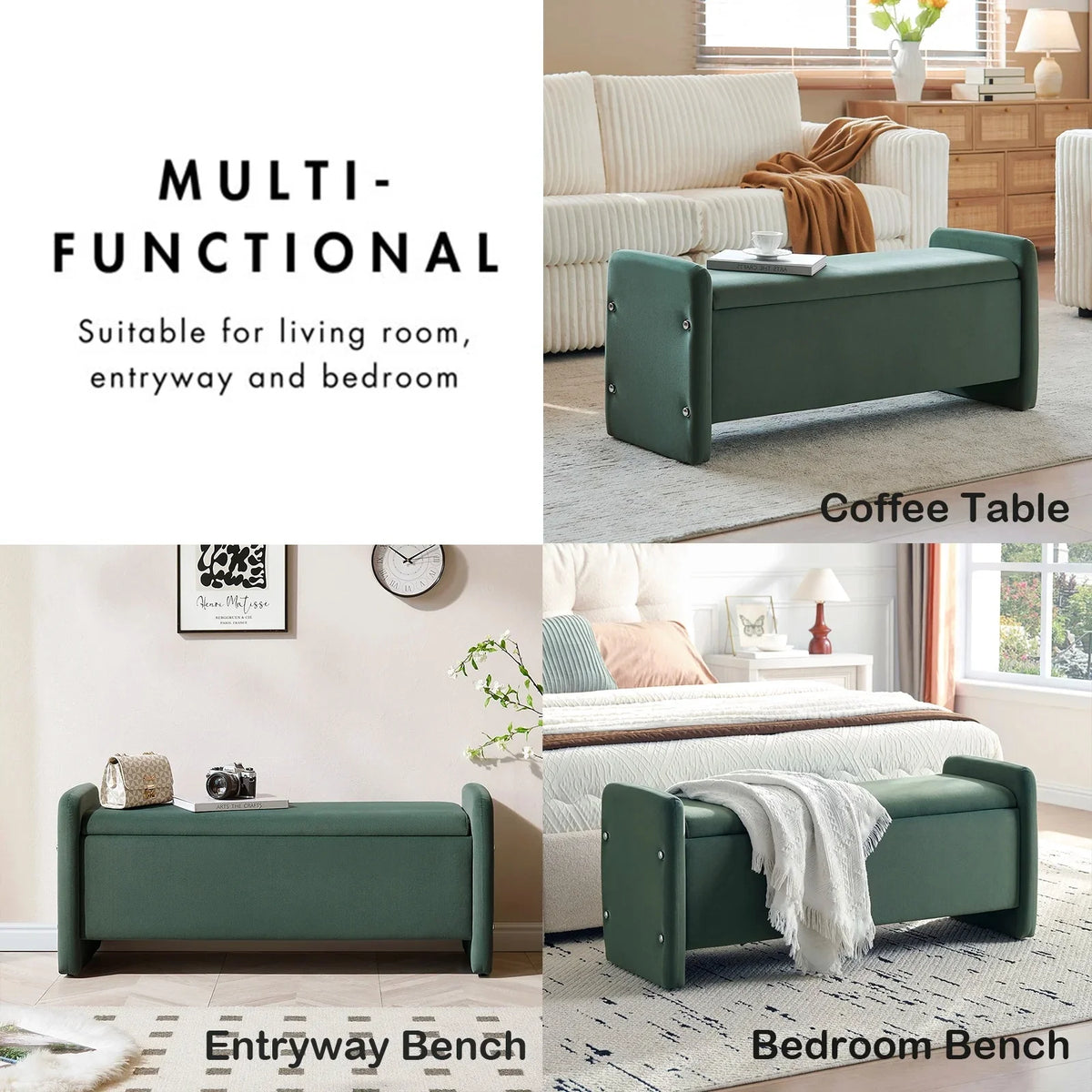 Pinmoco 44" Storage Ottoman Bench, Upholstered Entryway Bench with Storage End of Bed Bench for Bedroom& - Product image 23