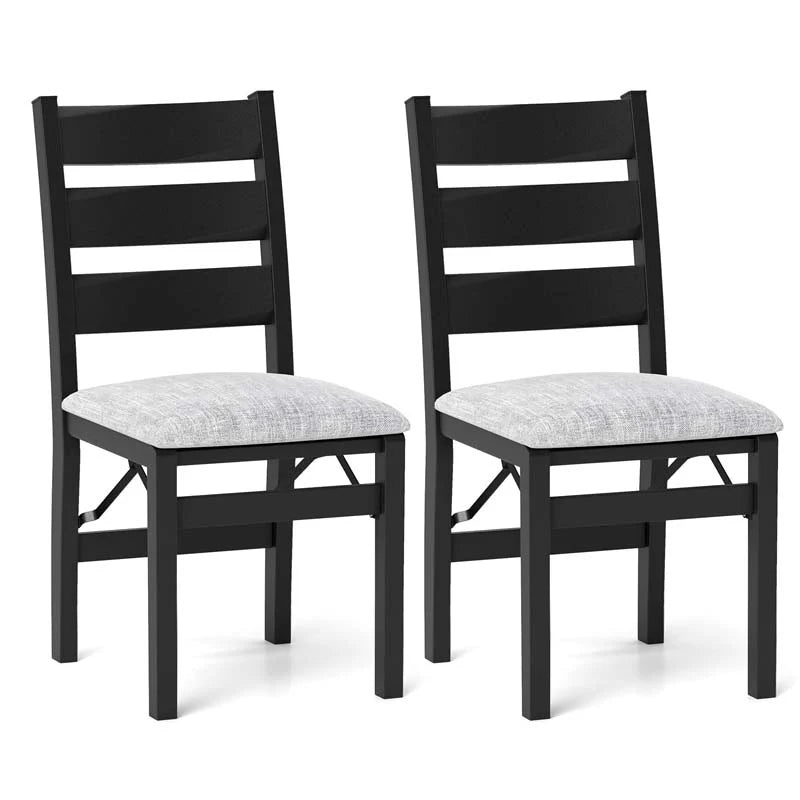 Modern Upholstered Folding Dining Chairs Set of 2/4, Rubber Wood Armless Kitchen Chairs with Slatted - Product image 10