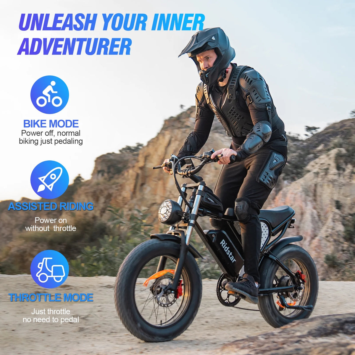 Ridstar Electric Biycle for Adults, 1200W 32MPH, 48V 20AH Electric Dirt Bike - Product image 2