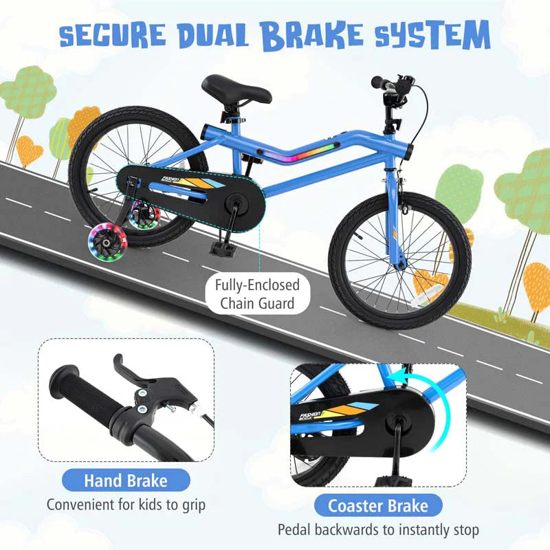 16/18 Inch LED Lighted Kids Bike with Training Wheels, Headlight, Adjustable Seat & Dual Brakes - Product image 40