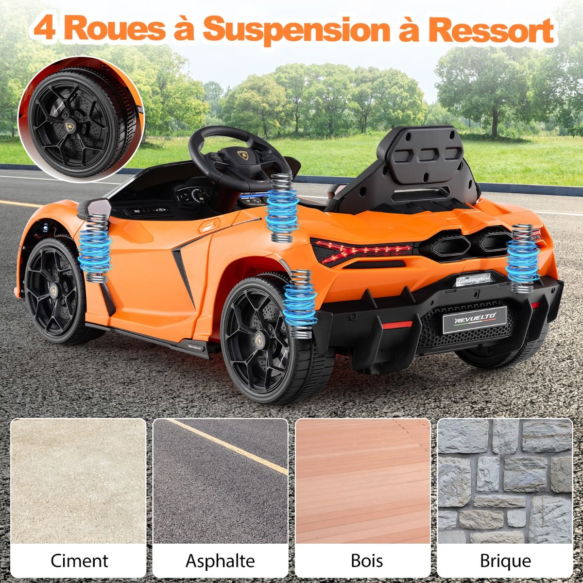 12V Electric Car for Children Licensed by Revuelto Remote Control Hydraulic Doors for 37-95 Months Grey/Orange -