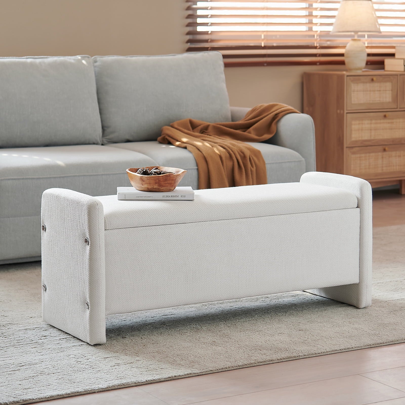 Pinmoco 44" Storage Ottoman Bench, Upholstered Entryway Bench with Storage End of Bed Bench for Bedroom& - Product image 21