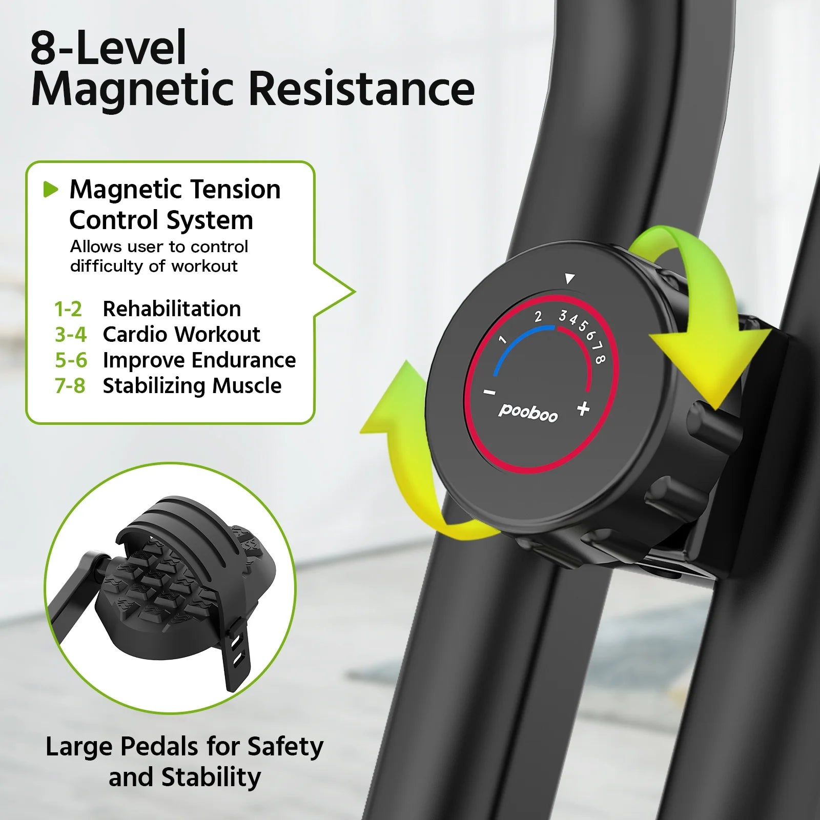 Pooboo 4in1 Folding Exercise Bike Indoor Cycling Bike Stationary Magnetic X Bike Gym Workout 300 lb Easy to - Product image 6