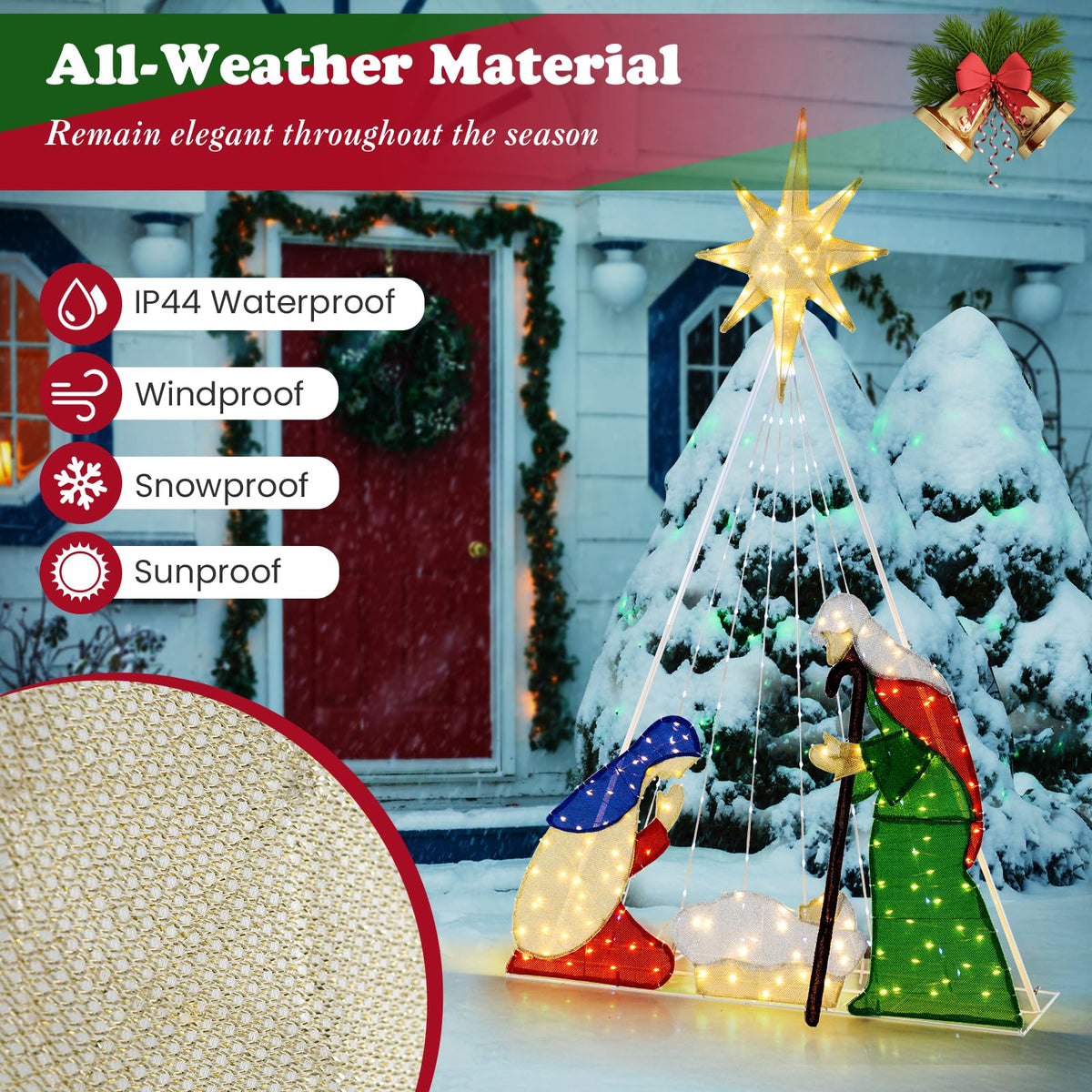 Tangkula 6 FT Christmas Lighted Nativity Scene Set, Pre-Lit Xmas Scene with 240 LED Lights - Product image 7