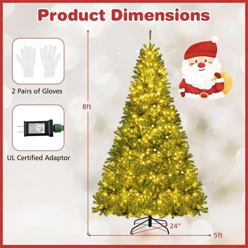 6/7/8FT Pre-Lit Artificial Christmas Tree, Hinged Xmas Tree with Remote, Warm White LED Lights, Timer - Product image 24