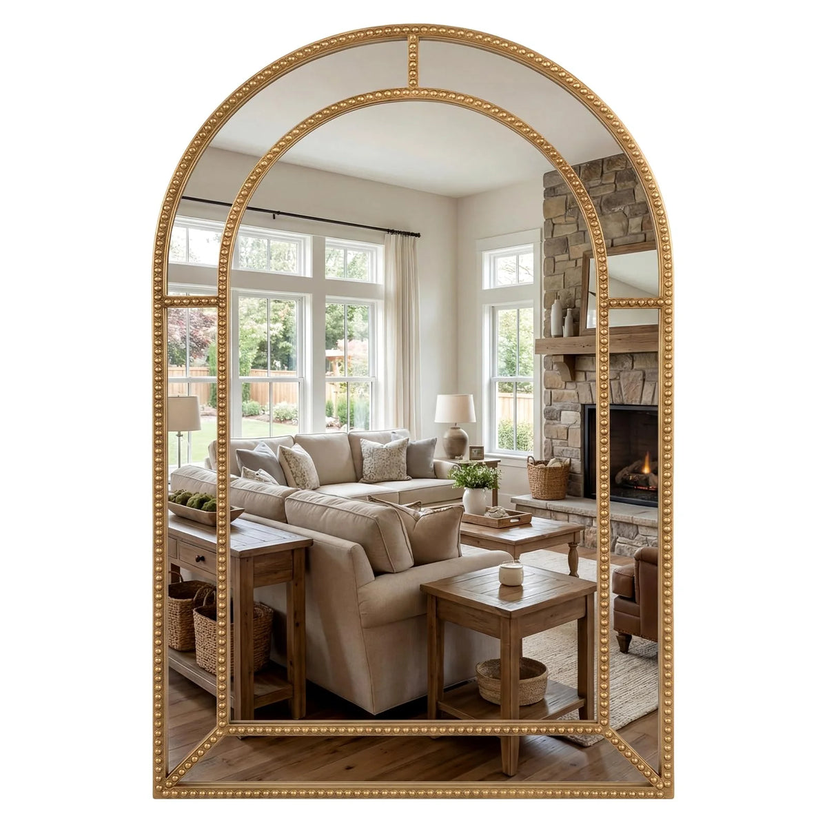 Tangkula 35" x 23" Gold Arched Wall Mirror (Arched)
