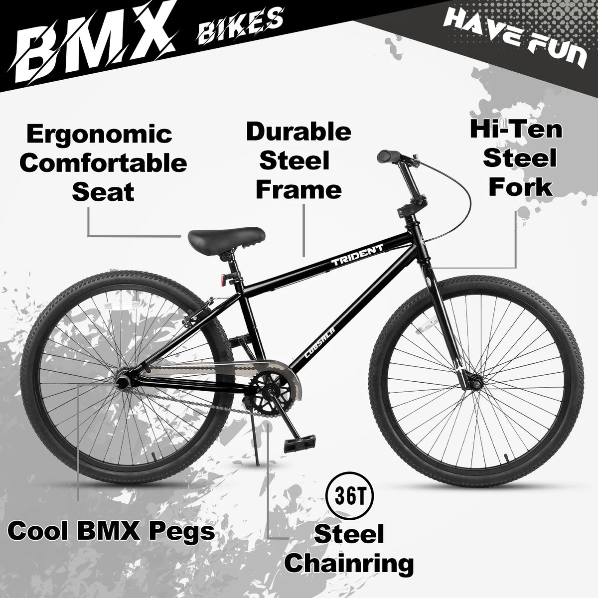 Cubsala 24 in BMX Race Bike Trident Bicycles Beginner - Level to Advanced Riders with 2 Pegs Trick Cycling - Product image 14