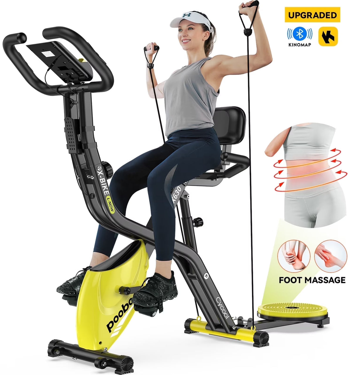 Pooboo 4in1 Folding Exercise Bike Indoor Cycling Bike Stationary Magnetic X Bike Gym Workout 300 lb Easy to - Product image 1