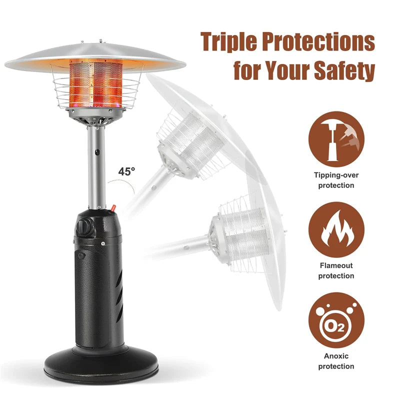 13, 000 BTU Portable Tabletop Propane Patio Heater, Stainless Steel LP Gas Heater with Weighted Base & - Product image 7