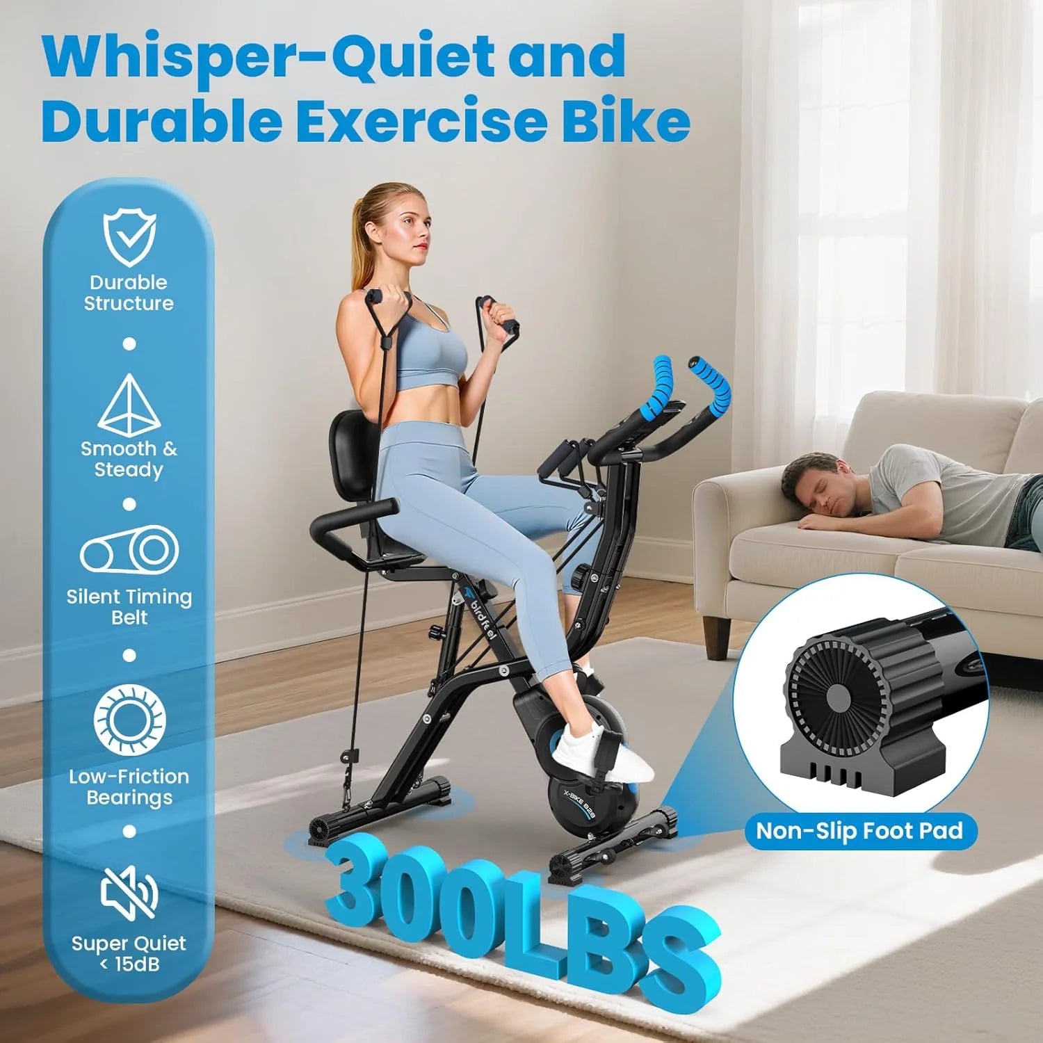 Pooboo 4in1 Folding Exercise Bike Indoor Cycling Bike Stationary Magnetic X Bike Gym Workout 300 lb Easy - Product image 32