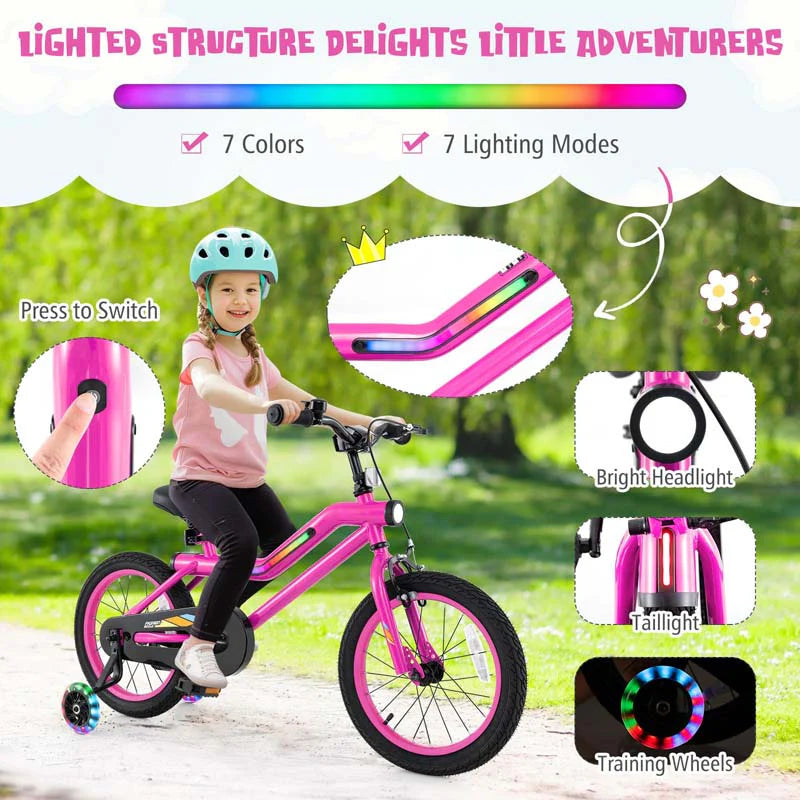 16/18 Inch LED Lighted Kids Bike with Training Wheels, Headlight, Adjustable Seat & Dual Brakes - Product image 33