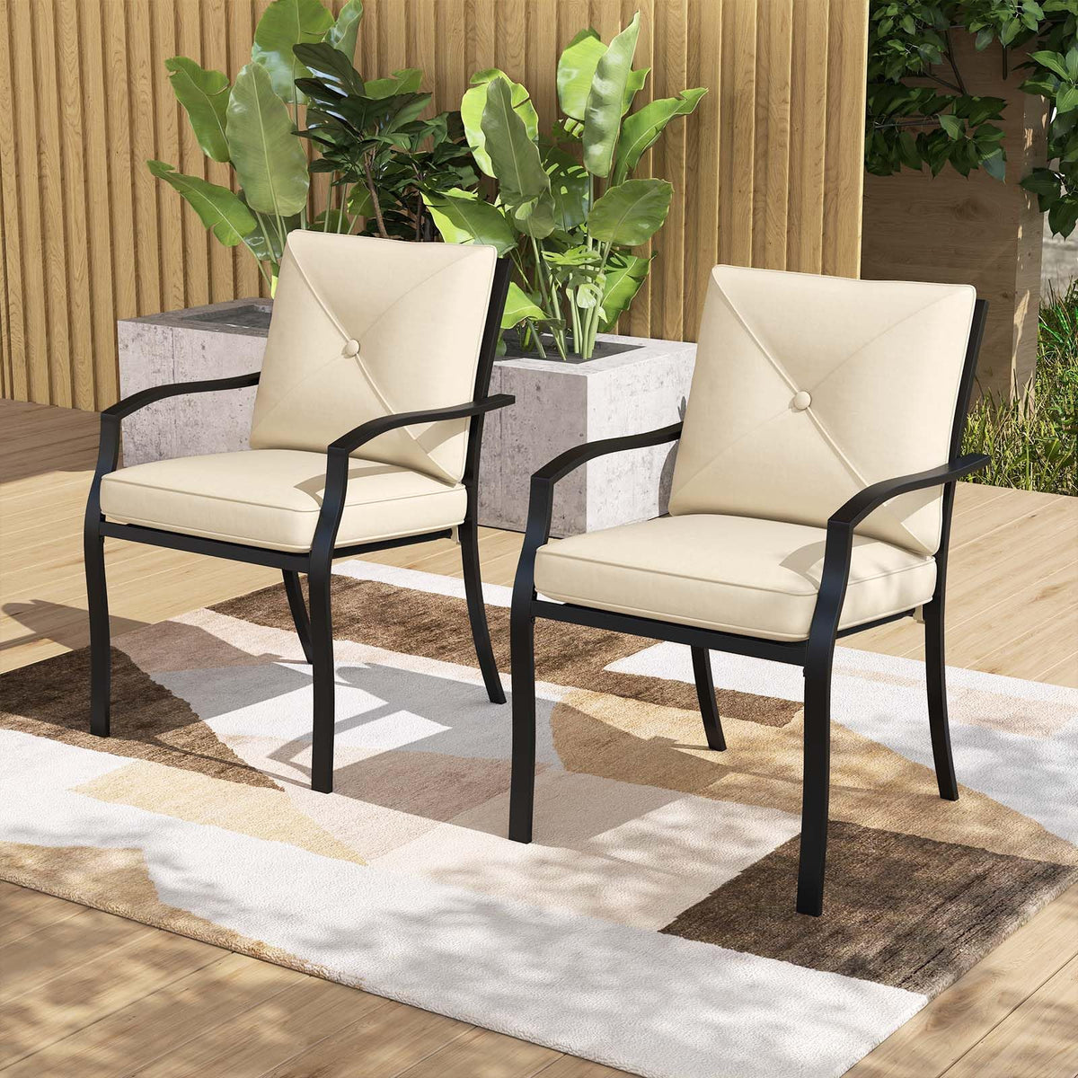 Tangkula Metal Outdoor Dining Chair Set of 2/4 Stackable Patio Chairs w/Armrests - Product image 2
