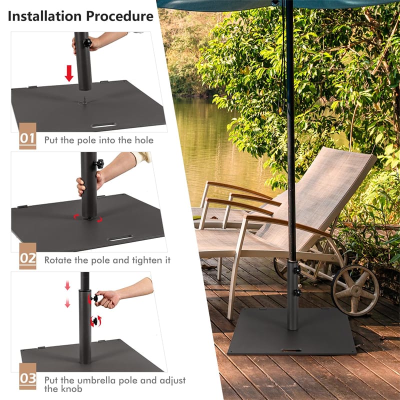 50 LBS Heavy Duty Patio Umbrella Base Stand, 24" Square Steel Outdoor Umbrella Weight with Wheels & 2 - Product image 16