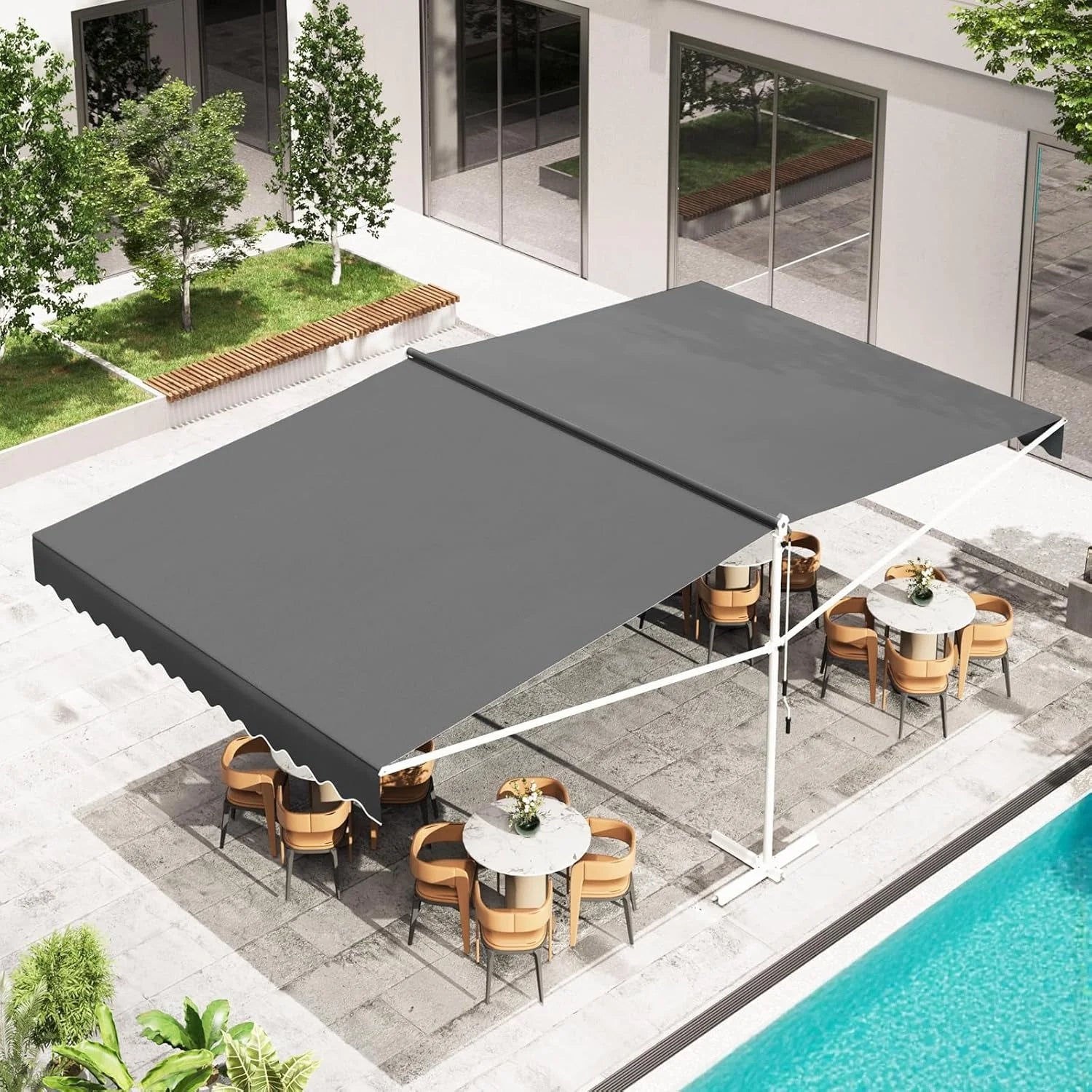 AECOJOY Free Standing Retractable Awning, 13'x10' Dual Side Patio Awnings Outdoor Manual Sun Shade - Product image 13