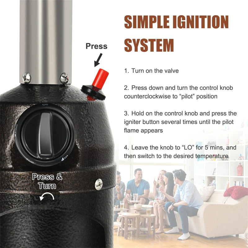 13, 000 BTU Portable Tabletop Propane Patio Heater, Stainless Steel LP Gas Heater with Weighted Base & - Product image 6