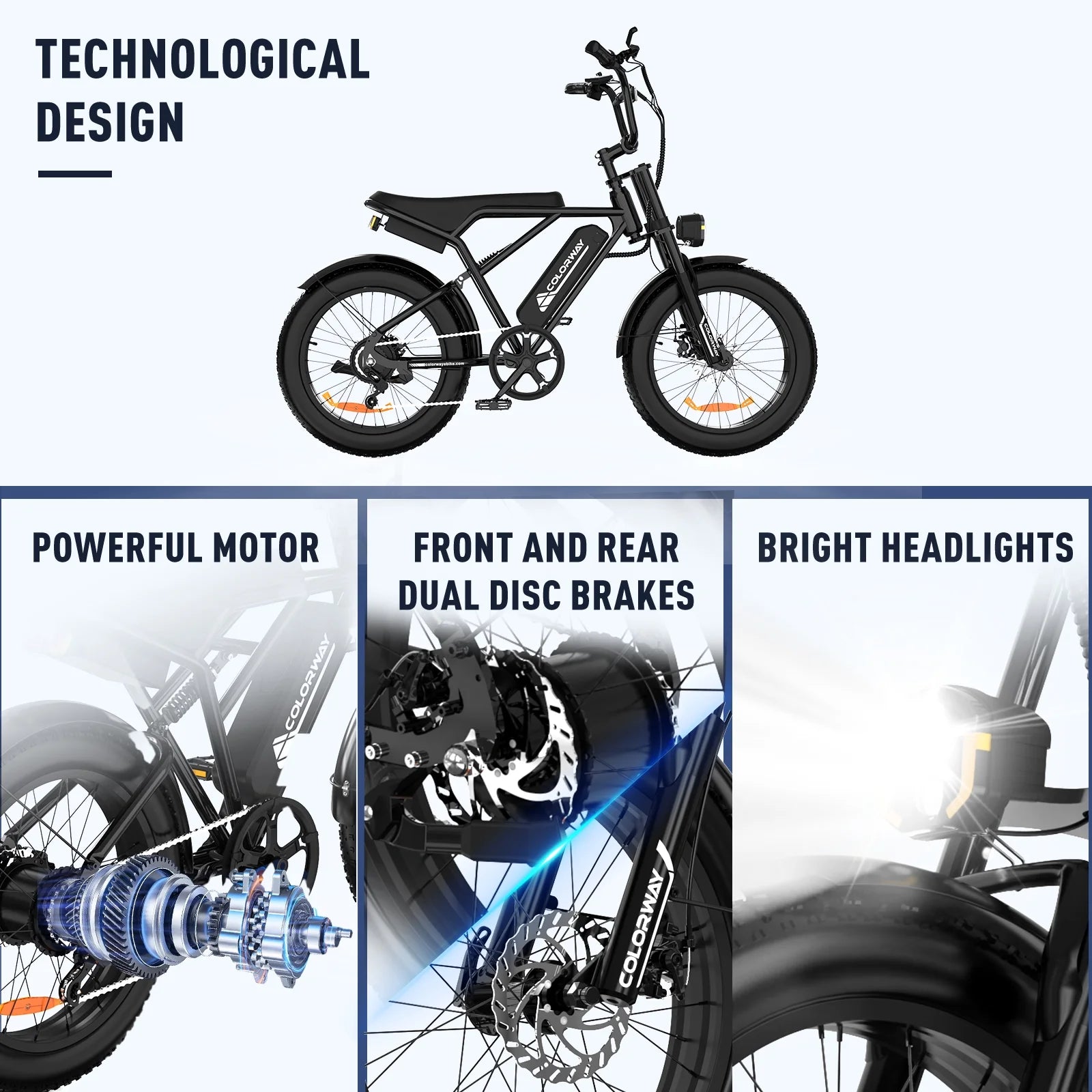 COLORWAY 750W 20"x4.0 Fat Tire Electric Bike, 48V 15ah Battery, Off - Road E - Bike for Adults - Product image 20